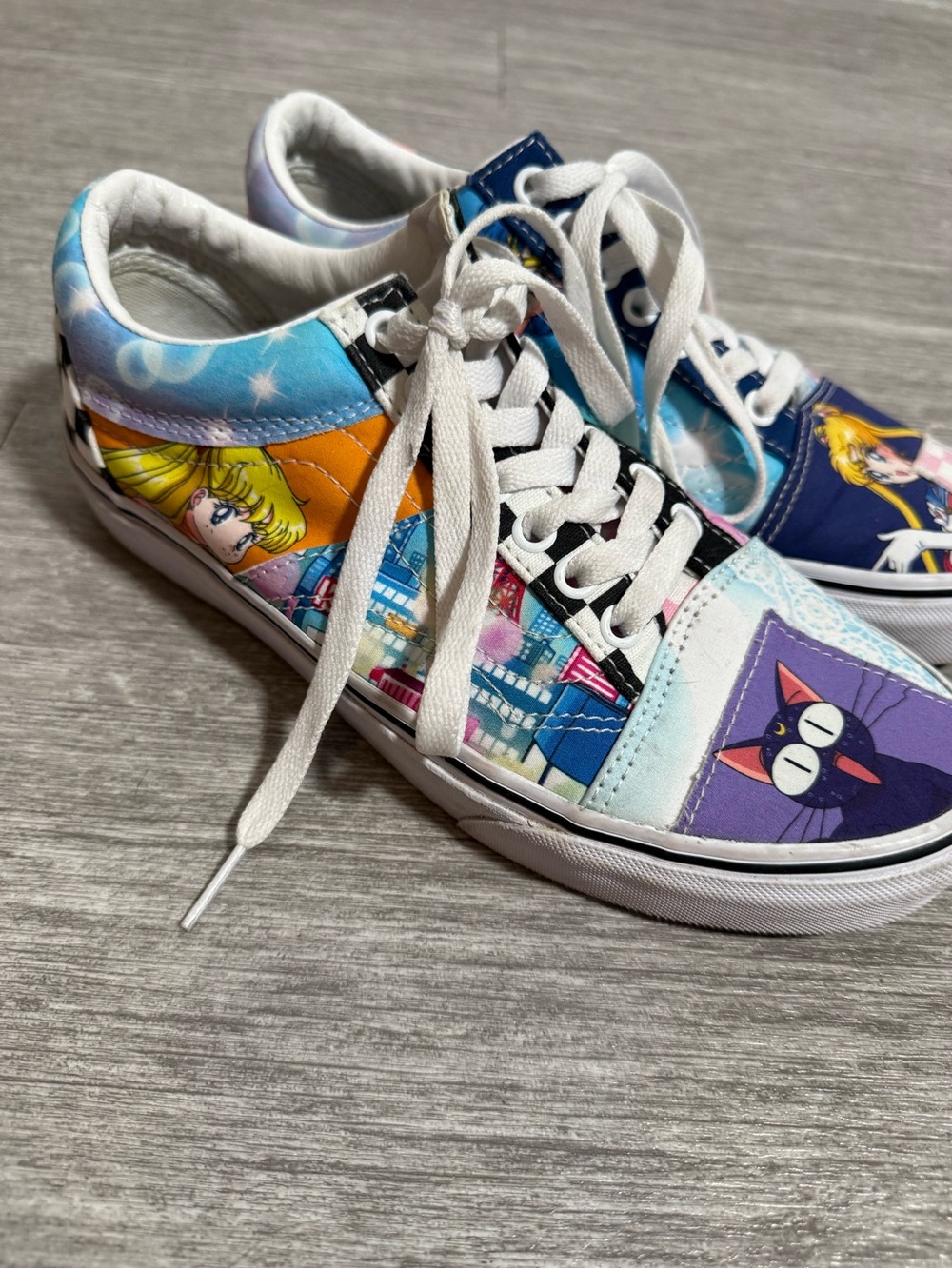 Vans x Sailor Moon Anime Sneakers Women’s 8.5 Luna Checkerboard Y2K Kawaii Shoes